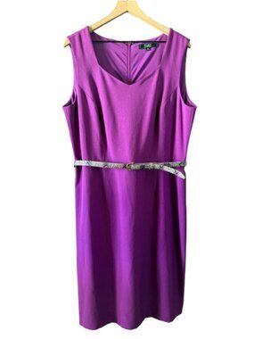 Women's Plus 16 Alex Marie St. Martin "Leslie" Iris Purple Sheath Dress w/ Belt